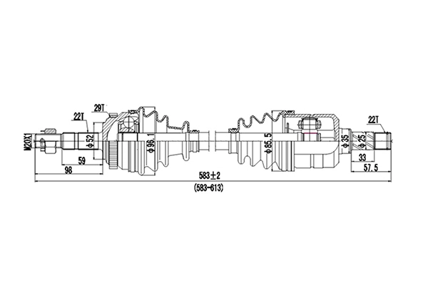 Полуось привода колеса DYNAMATRIX-KOREA DDS244027