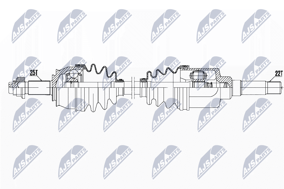 Nty driveshaft citroen nemo 1.4hdi 09- peugeot bipper 1.4hdi 08- /prawa/ NTY NPW-CT-071