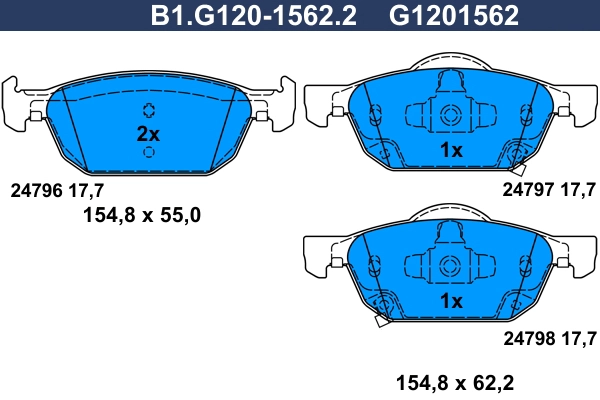 Колодки тормозные дисковые /комплект 4 шт GALFER B1-G120-1562-2