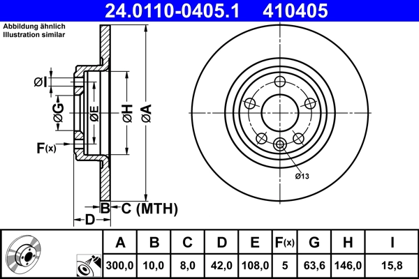 24.0110-0405.1 диск тормозной задний ATE 24.0110-0405.1