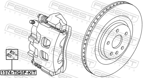 Втулка направляющая суппорта тормозного переднего комплект FEBEST 1574-TIG5F-KIT