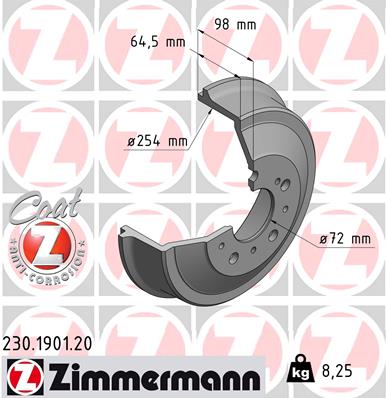 Тормозной барабан ZIMMERMANN 230.1901.20