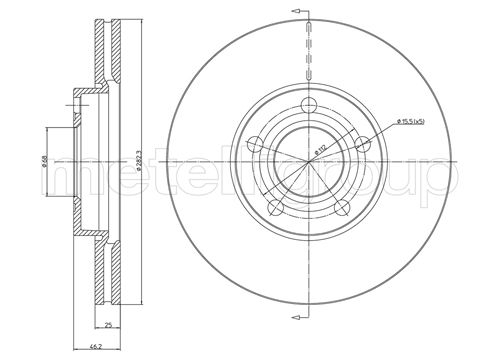 Диск тормозной передний вентилируемый METELLI 23-0378C