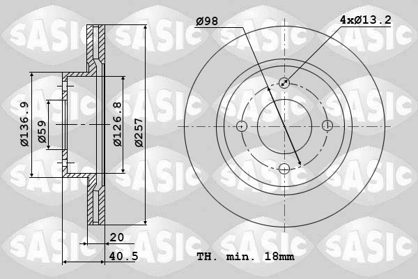 Диск тормозной SASIC 9004455J
