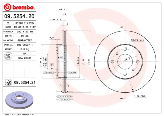 Диск тормозной BRECO BV 8117