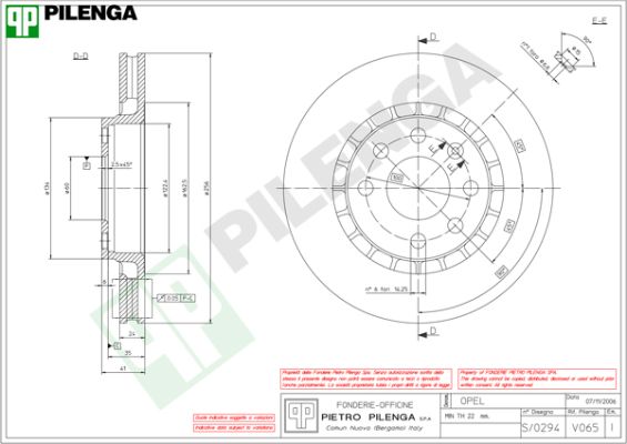 Диск тормозной PILENGA V065