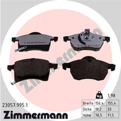 Колодки торм rdz opel astra g 18/20/20d-dti 2/98-/zafira 1.6/1.8/2.0/2.2 пер с датч 04/99- ZIMMERMANN 230579951