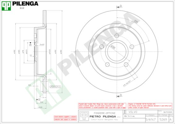 Диск тормозной PILENGA 5269