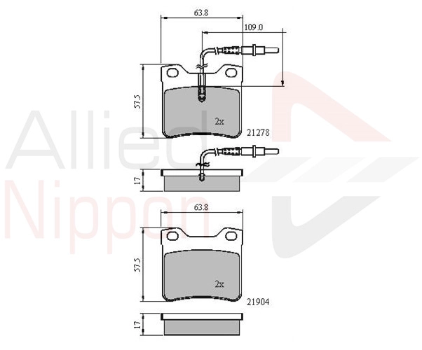 Колодки дисковые ALLIED NIPPON ADB1455