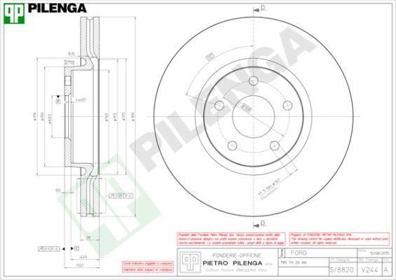 Диск тормозной PILENGA V244