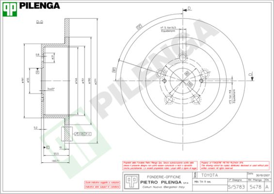 Диск тормозной PILENGA 5478