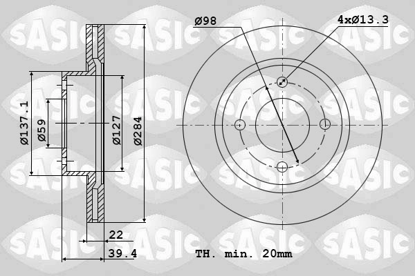 Диск тормозной SASIC 9004815J