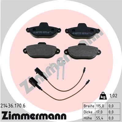 Колодки тормозные дисковые ford/fiat incl. accessory 500 ka ZIMMERMANN 214361706