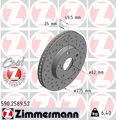 Диск тормозной ZIMMERMANN 590258952