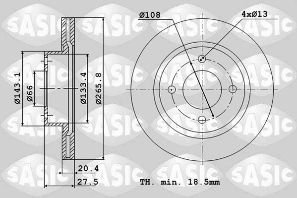 Диск тормозной SASIC 2464974J