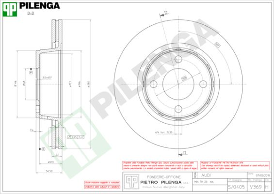 Диск тормозной PILENGA V369