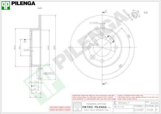 Диск тормозной PILENGA 5148