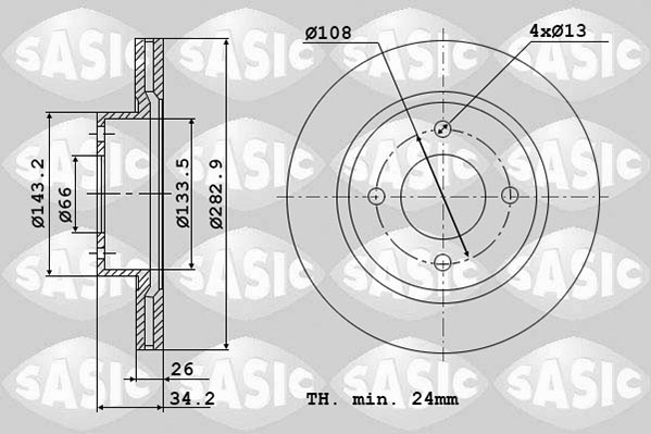 Диск тормозной SASIC 2464W24J