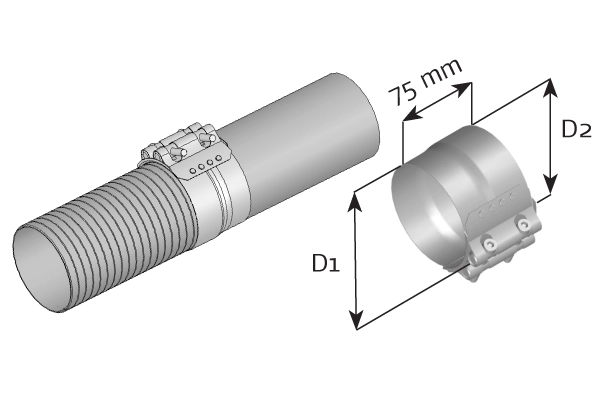 Хомут глушителя (нерж) premium d127/132 l75 хомут гофры DINEX 99328