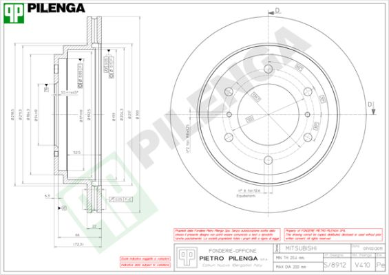 Диск тормозной PILENGA V410