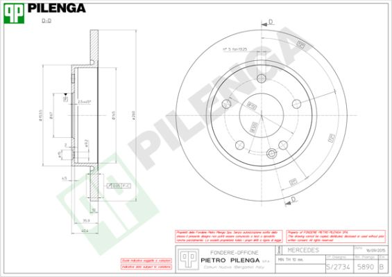 Диск тормозной PILENGA 5890