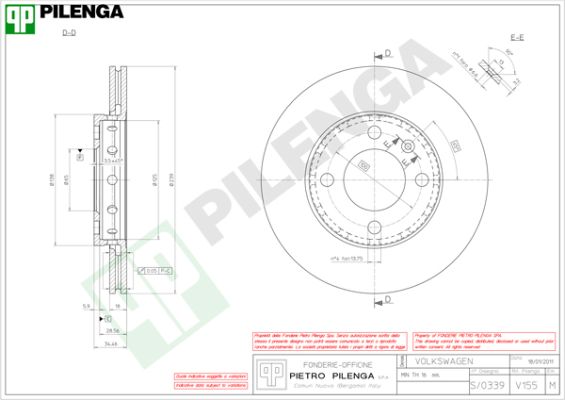 Диск тормозной PILENGA V155
