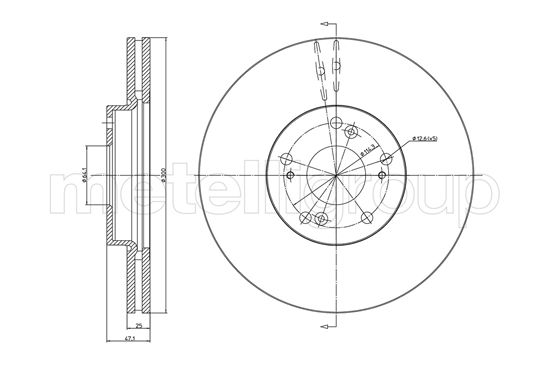 Диск тормозной передний вентилируемый METELLI 23-0997C