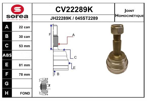 Шрус EAI CV22289K