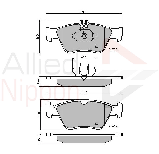 Колодки тормозные дисковые комплект ALLIED NIPPON ADB0274