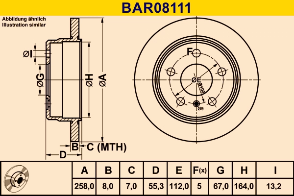 Диск тормозной BARUM BAR08111