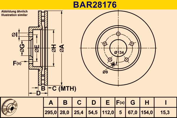 Диск тормозной BARUM BAR28176