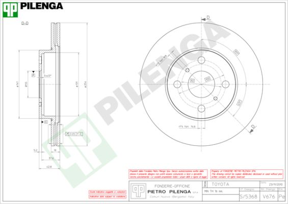Диск тормозной PILENGA V676