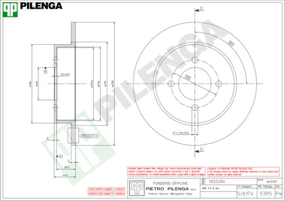 Диск тормозной PILENGA 5395
