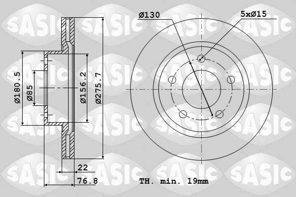 Диск тормозной SASIC 9004846J
