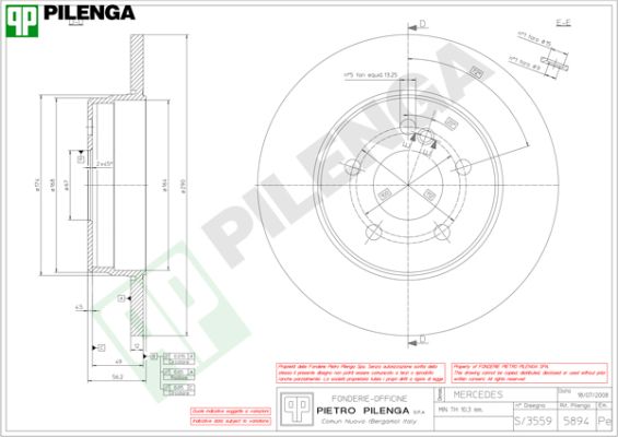 Диск тормозной PILENGA 5894