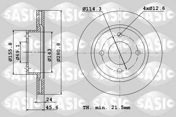 Диск тормозной SASIC 9004598J