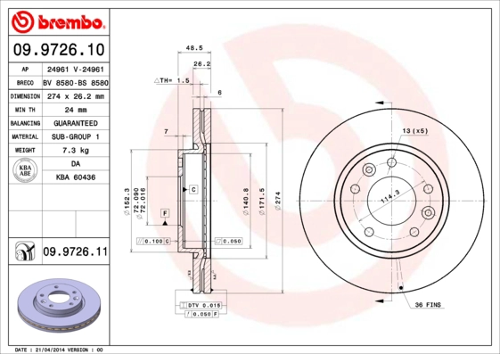 Диск тормозной BRECO BS 8580