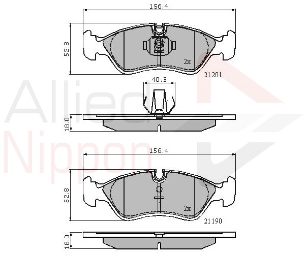 Колодка тормозная дисковая комплект ALLIED NIPPON ADB01007