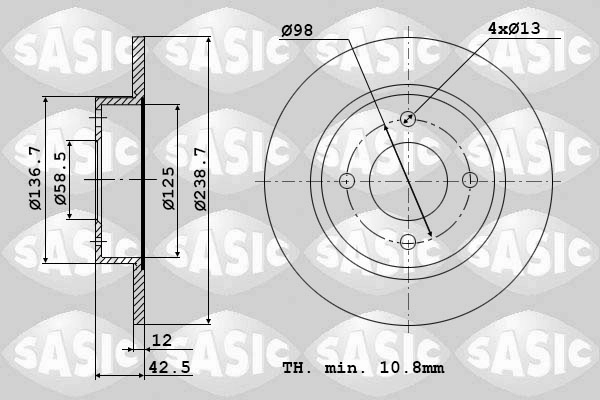 Диск тормозной SASIC 9004530J