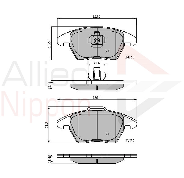 Колодки тормозные дисковые комплект ALLIED NIPPON ADB 01308