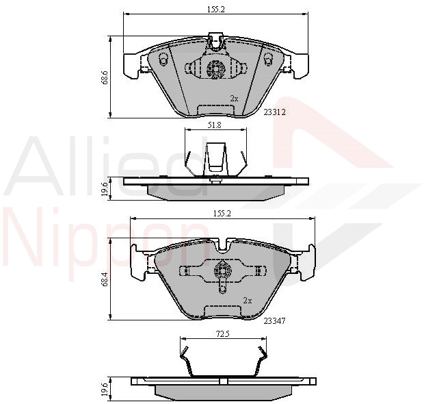 Колодки тормозные дисковые перед ALLIED NIPPON ADB02033