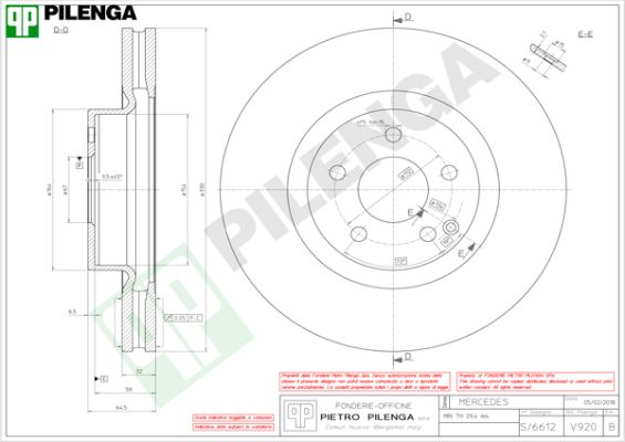 Диск тормозной PILENGA V920