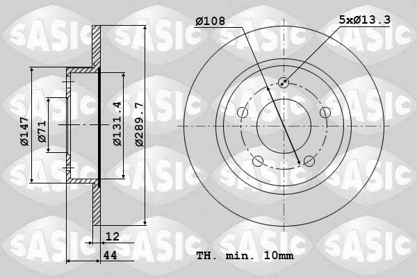 Диск тормозной SASIC 6100028