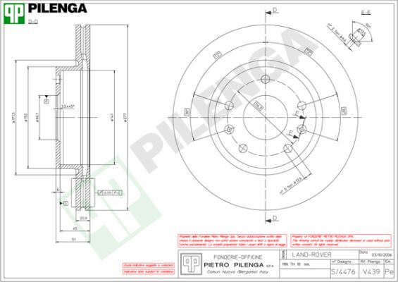 Диск тормозной PILENGA V439
