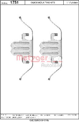 Комплект монтажный тормозных колодок METZGER 109-1751