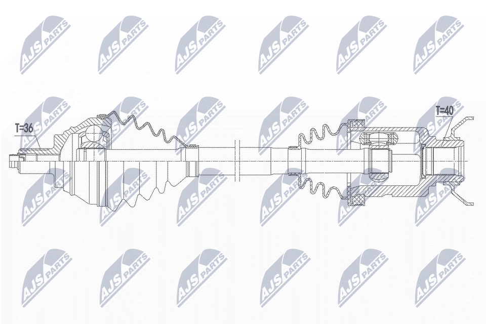 Полуось vw tiguan 2.0tfsi 4motion 07- 2.0tsi 4motion 11- audi q3 2.0tfsi quattro 11- /rightmtm/ NTY NPWVW183