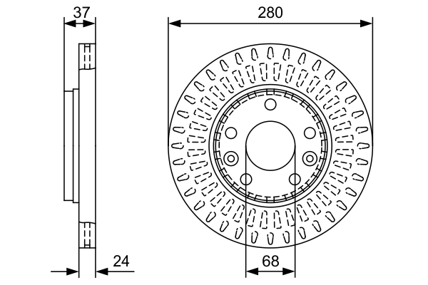 Диск тормозной перед. 280mm 5x1143 renault duster laguna iii scenic iii megane iii-iv