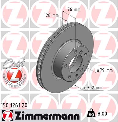 Тормозной диск coat z ZIMMERMANN 150.1261.20
