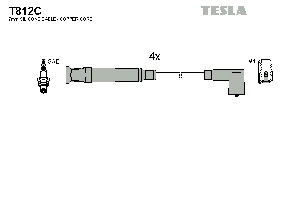 Комплект проводов зажигания original TESLA T812C