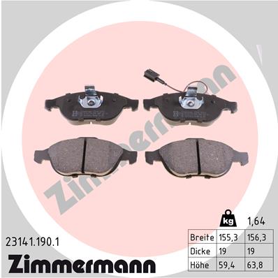 Комплект тормозных колодок дисковый тормоз ZIMMERMANN 23141.190.1